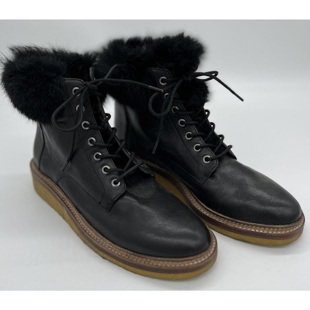 Pour La Victoire Lace Up Fur Trimmed Combat Boot Rubber Sole Size 7.5 NWOB